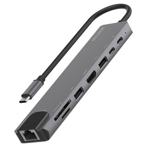 아이리버 USB C A타입 5Gbps HDMI 4K PD 100W 패스스루 DeX 지원 8in1 메탈프레임 멀티 허브, 1개