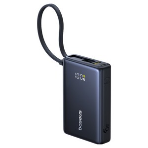 베이스어스 케이블 일체형 보조배터리 45W 10000mAh, 코스믹 블랙, PPPG-1W45C