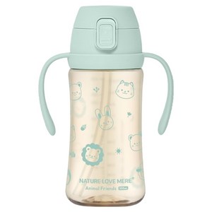 네이쳐러브메레 애니멀프렌즈 PPSU 원터치 빨대컵, 300ml, 1개, 후레쉬민트