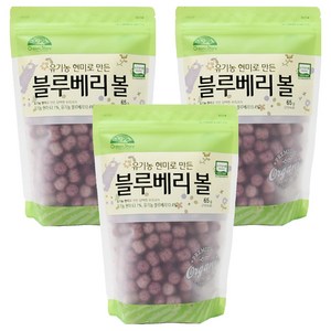 OrganicStory 유기농 현미로 만든 볼 스낵, 블루베리맛, 65g, 3개