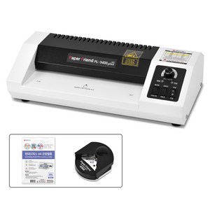 현대오피스페이퍼프랜드 안티잼 시스템 코팅기 PL-3400 PLUS ECO + 코팅지 25p + 코너라운더 세트, A4