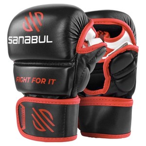 사나불 에센셜 스파링 MMA 글러브 양손착용 세트, 블랙 + 레드, 1세트