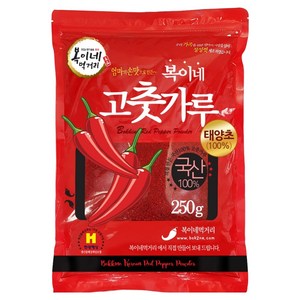 복이네먹거리 국산 태양초 고춧가루 보통맛 김치용, 250g, 1개