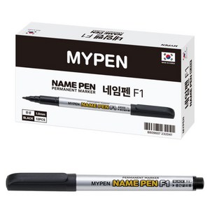 마이펜 네임펜 F1 중간글씨용, 검정, 12개