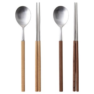 소소모소 멜로우 2인 수저세트, 우드, 1세트, 숟가락 2p + 젓가락 2p