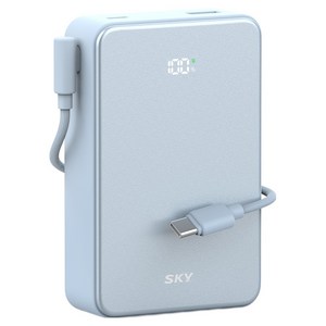 SKY 필 Cube 20000mAh PD QC 22.5W 고속충전 LCD잔량표시 대용량 미니 보조배터리 케이블 멀티단자, 블루, SKY-A20