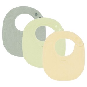 코니 테리빕 아기 턱받이 3종 세트, 카키, 라임, 버터옐로우, 3매, 1세트