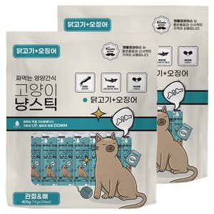 젠틀프라이스 고양이 냥스틱 짜먹는 간식 30p, 420g, 2개, 혼합맛(닭고기/오징어)