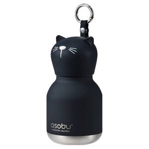 아소부 스텐 진공 보온보냉 캐릭터 키링 미니 베스티 텀블러, 블랙캣, 1개, 200ml