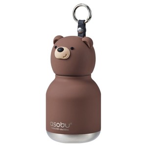 아소부 스텐 진공 보온보냉 캐릭터 키링 미니 베스티 텀블러, 브라운 베어, 1개, 200ml