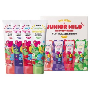 뷰카 주니어 마일드 고불소 비건치약 110g x 4종 세트 프루티 믹스, 1세트 골드박스 특가