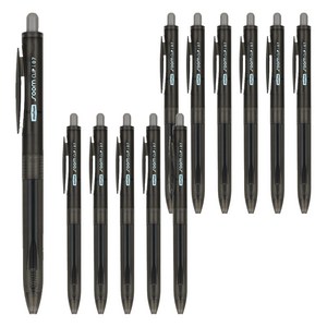 문화연필 숨클립 세이프티 노크 볼펜 0.7mm, 검정, 12개