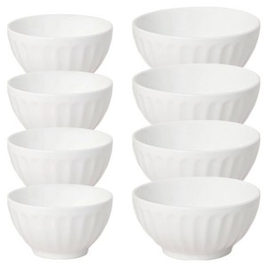 쓰임 국산 마일드 공기 대접 세트, 화이트, 공기 4p + 대접 4p, 1세트