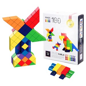 매직큐브 자석블럭 믹스 세트 100p, 7색상(랜덤발송), 1세트