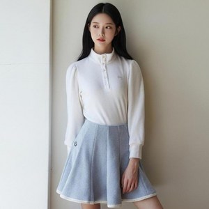 HALEY 여성용 부클 골드 미니 스냅 긴팔 티셔츠 HWBKT1121