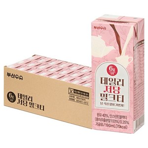 부산우유 데일리 저당 밀크티, 190ml, 24개
