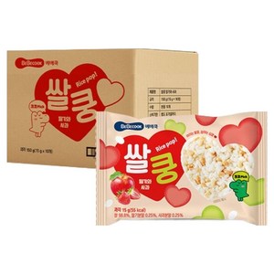 베베쿡 쌀쿵 과자, 혼합맛(딸기/사과), 15g, 10개