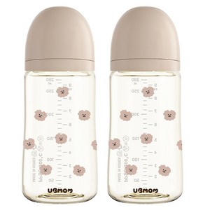 유비맘 꽃보다 몽이 PPSU 노꼭지 젖병 트윈팩, 초코, 2개, 280ml