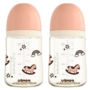 유비맘 배앓이방지 PPSU 리틀포니 젖병 트윈팩, 피치포니, 2개, 200ml
