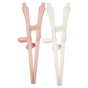 에디슨 스스로 미니 젓가락 2종 세트 토끼, PINK, IVORY, 1세트