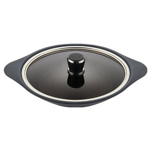 해피콜 인덕션 조이쿡 티타늄 부대찌개팬 + 유리 뚜껑 세트, 1세트, 블랙, 28cm