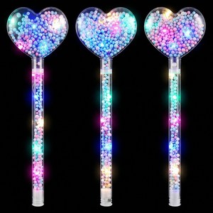 펜시픽 심플한 구슬 LED 버블 반짝이는 콘서트 응원 야광봉 긴스틱, 하트, 3개