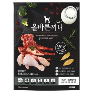 국개대표 올바른끼니 강아지 알파 양 기능성 사료, 뼈/관절강화, 1.2kg, 1개