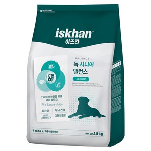 이즈칸 독 시니어 밸런스 사료, 항산화, 1.8kg, 1개