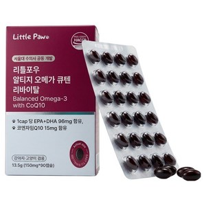 리틀포우 반려동물 알티지 CoQ10 리바이탈, 1개, 오메가3, 90정