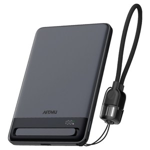 아트뮤 Qi2 15W 맥세이프 초슬림 고속 보조배터리 5000mAh C타입, 그레이, QB510