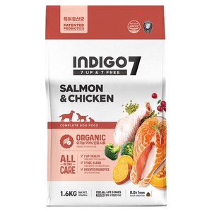인디고포 강아지 세븐 에스 사료, 닭+연어, 1.6kg, 1개
