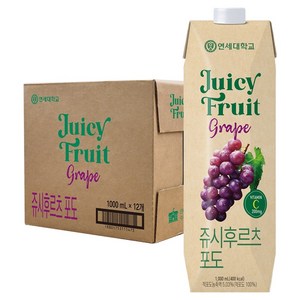 연세유업 쥬시후르츠 포도, 12개, 1L