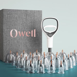 Owell 수동식 부항기 컵 24p + 연결호스 + 핸들펌프, 1세트