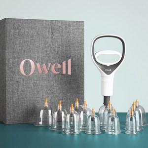Owell 수동식 부항기 컵 12p + 연결호스 + 핸들펌프, 1세트