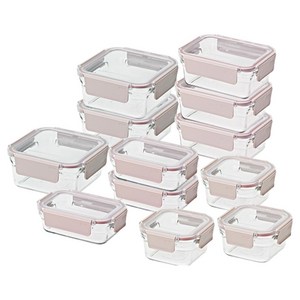 글라스락 퓨어 벚꽃에디션 밀폐용기 샌드핑크 12p 세트, 163.5mm, 1개, 390ml(3p) + 440ml(3p) + 700ml(3p) + 1130ml(3p)