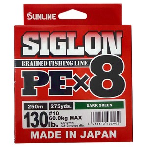 선라인 시그론 PEX8 낚싯줄 130LB, 다크그린, 1개