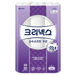 크리넥스 천연펄프 3겹 순수소프트 쿠션 화장지, 25m, 30롤, 1개