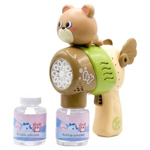 플레이맥스 LED 터보 자동 버블건 + 버블 용액 2p 세트, 브라운(버블건), 1세트