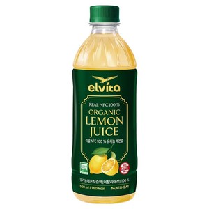 뉴트리디데이 엘비타 리얼 NFC 100% 유기농 레몬즙, 500ml, 1개