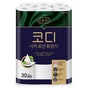 코디 시카 로션 천연펄프 3겹 고급 롤화장지, 1개, 30개입, 30m