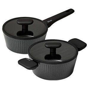 실바트 인덕션 벨리나 단조 티타늄 IH 냄비세트 2개, 블랙, 1세트, 편수냄비 18cm + 양수냄비 20cm