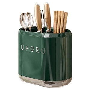 유포유 벽걸이 튼튼한 숫가락 젓가락 통 벽걸이형 14.8 x 10.1 x 13.5 cm, 그린, 1개