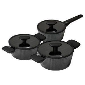 실바트 인덕션 벨리나 단조 티타늄 IH 냄비 세트 3개, 블랙, 1세트, 편수냄비 18cm + 양수냄비 20cm + 양수냄비 24cm