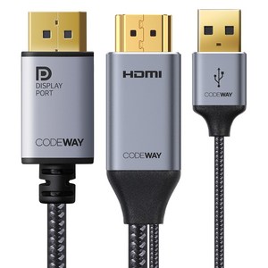 코드웨이 4K 60Hz UHD HDMI 2.0 to DP 1.2 케이블, 1개, 1.5m