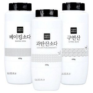 가성비가브랜드다 베이킹소다 450g + 과탄산소다 450g + 구연산 450g 세트, 1세트