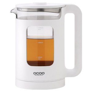 오쿠 LED 24시간 보온 온도조절 유리 전기포트 화이트 1.5L, OCS-TP160G