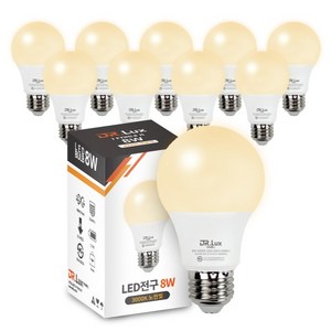 닥터룩스 LED 전구 8W, 전구색, 10개