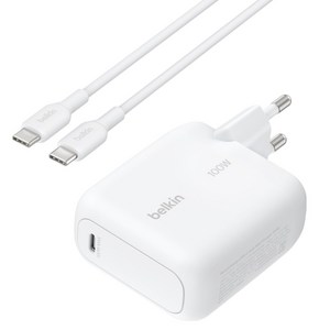 벨킨 부스트차지 100W USB-C PD3.2 AVS GaN PPS UFCS 초고속 충전기 WCH025kr1.5WHB6, 화이트, 1개