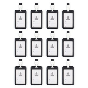 투데이리빙 사원증 목걸이 케이스 R98402, 12개, 블랙