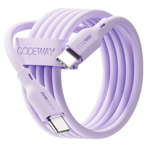 코드웨이 C타입-C타입 팔레트 100W PD 초고속 충전 케이블, 1.2m, 라벤더 퍼플, 1개